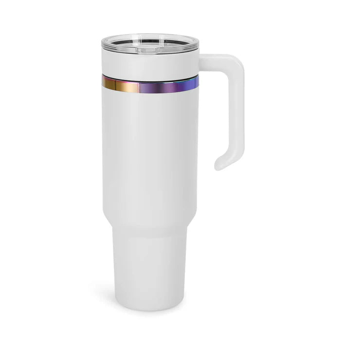 Tumbler Térmico Personalizado con Asa, Tapa y Popote – Acabado Arcoíris