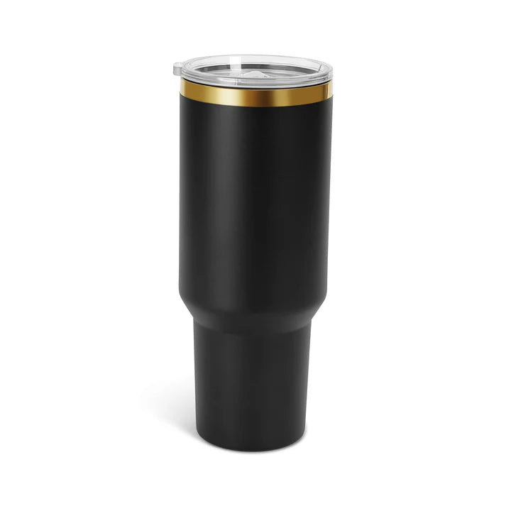 Tumbler Térmico Personalizado con Asa, Tapa y Popote – Acabado Oro