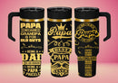 Tumbler Térmico Personalizado con Asa, Tapa y Popote – Acabado Oro