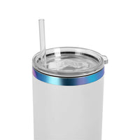 Tumbler Térmico Personalizado con Asa, Tapa y Popote – Acabado Arcoíris