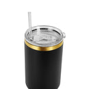 Tumbler Térmico Personalizado con Asa, Tapa y Popote – Acabado Oro