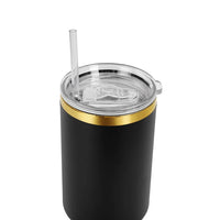 Tumbler Térmico Personalizado con Asa, Tapa y Popote – Acabado Oro