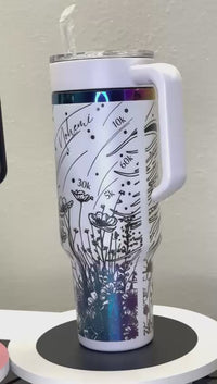 Tumbler Térmico Personalizado con Asa, Tapa y Popote – Acabado Arcoíris